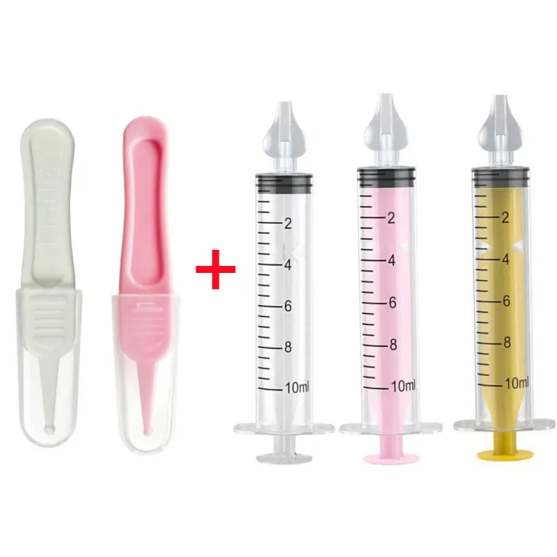 vvocci Nasal Professional Baby Aspirator with Nose Cleaning Tweezers Set Syringe Nasal with Tweezers for Newborn Infants Kids Vue B392 5PC Set D