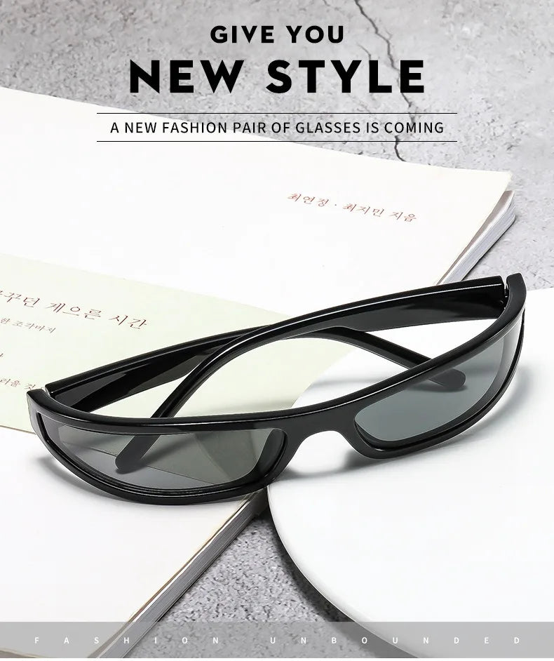 Y2K Narrow Rectangle Sunglasses UV400 Unisex Sport Punk Shades Fashion Sunglasses Vue