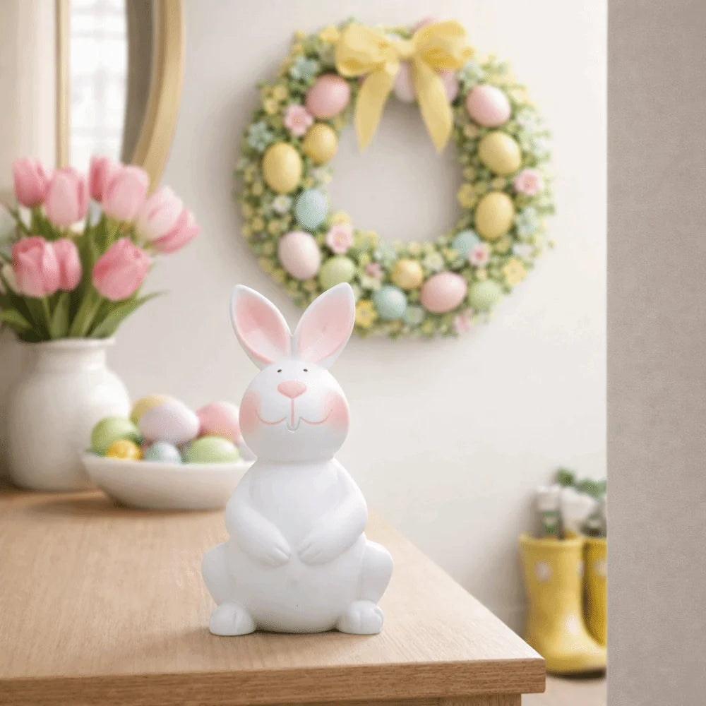 Micro Landscape Cartoon Rabbit Statue Plastic Mini Rabbit Figurine Decorative Desktop Rabbit Ornament Easter Gift Vue