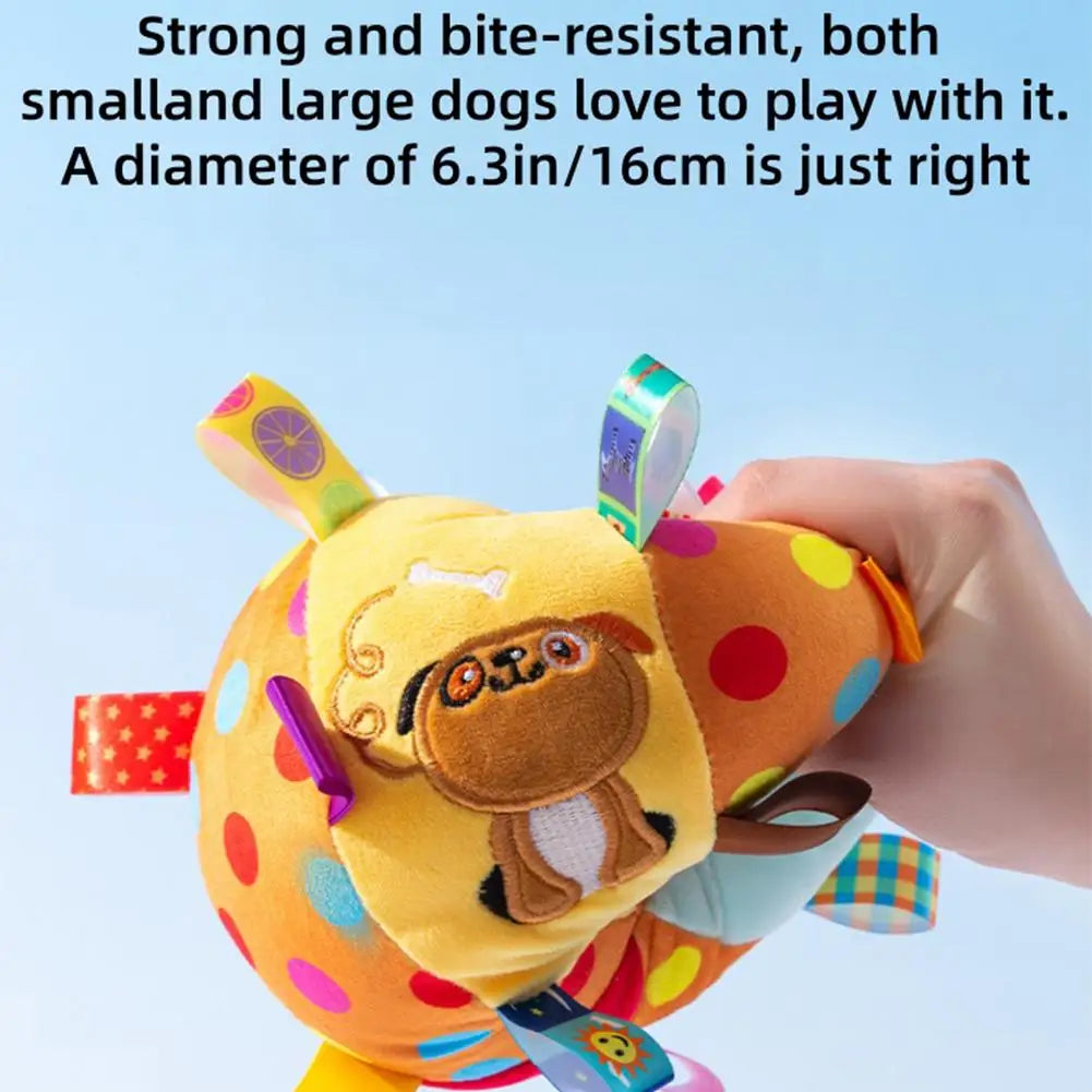 Durable Interactive Dog Toy Ball Plush Training Chew Toy for Large Medium Dogs Bite Resistant with Bells Pet Supplies Vue