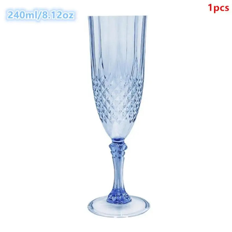 1 Pcs Champagne Goblet High Legged Wine Glasses Cocktail Red Wine Brandy Glasses Drinkware Party Bar Wedding Gift Transparent Vue Blue