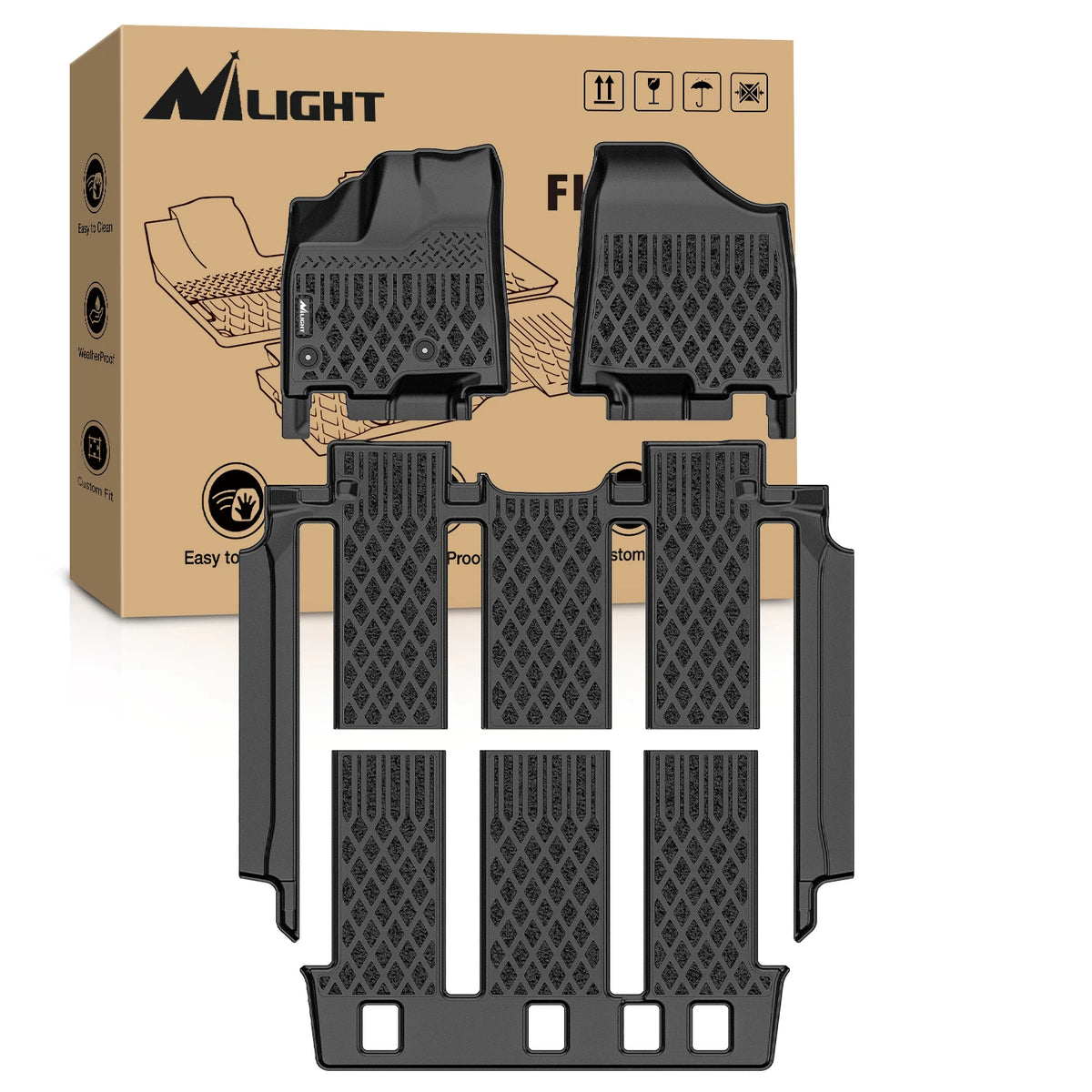 Nilight Custom Fit TPE Floor Mats All Weather Waterproof Heavy Duty Car Floor Liners for Toyota Sienna 2013-2020 7 Passenger & 2021-2024 8 Passenger, Anti-Slip Interior Protection Auto Accessories Vue United States 2013-2020 7 Seats