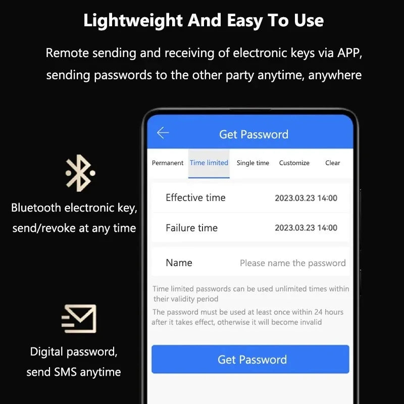 Tuya Smart Fingerprint Door Lock App Remote Control Keyless WIFI Digital Touchscreen Lock NFC with 2 IC Cards IP68 Waterproof Vue