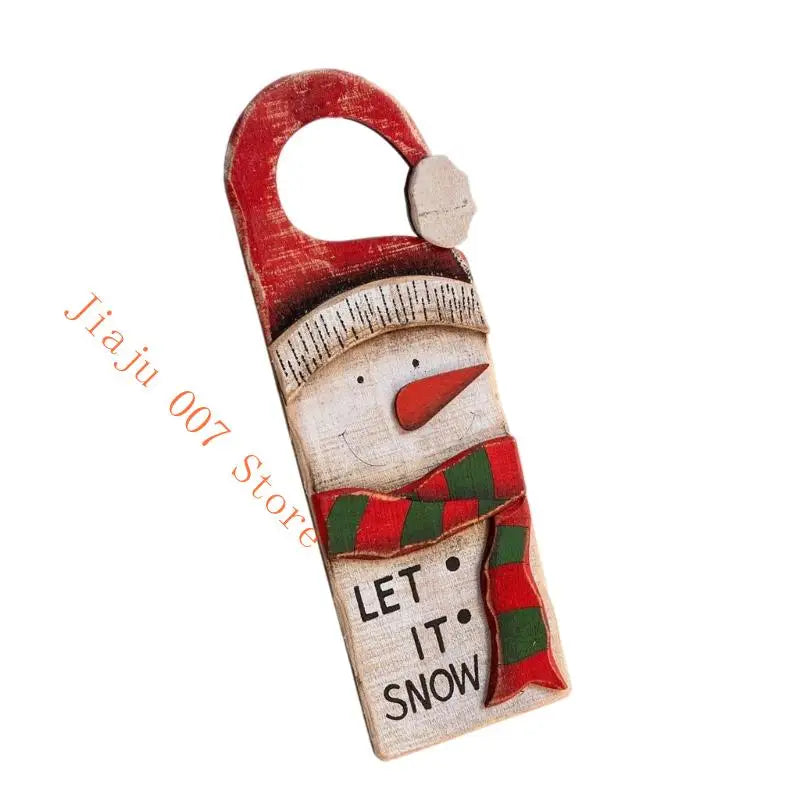 Christmas Wooden Door Sign | Santa & Snowman | No-Residue Tape Christmas Door Sign Vue