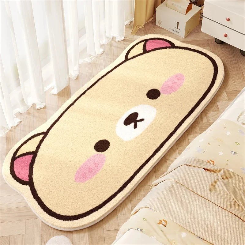 Kawaii Rilakkuma Plush Rug Cozy Bedroom Bedside Mat For Kids Nursery Playroom Birthday Gift For Toddlers Vue