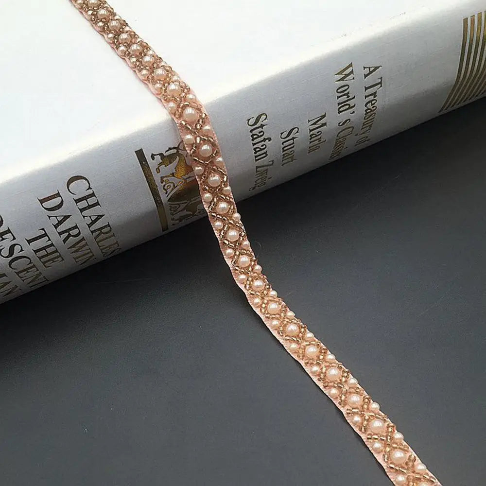 Craft Headpiece Sewing Accessories Bridal Applique Fabric Pearl Ribbon Beaded Dress Decor Lace Trim Vue
