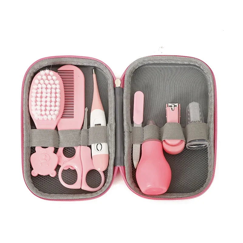 vvocci Child Care Cleaning Set Nail 8PCS Clippers Comb Massage Soft Bristle Brush Set Kit Vue B409 Pink