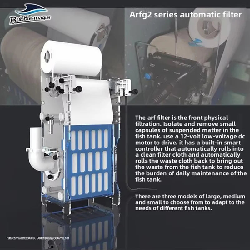 BM-ARF Automatic Aquarium Filter 25W Rectangular Paper Roller Machine Dry Wet Separation Fish Tank Sea Tank Coral Tank Filter Vue