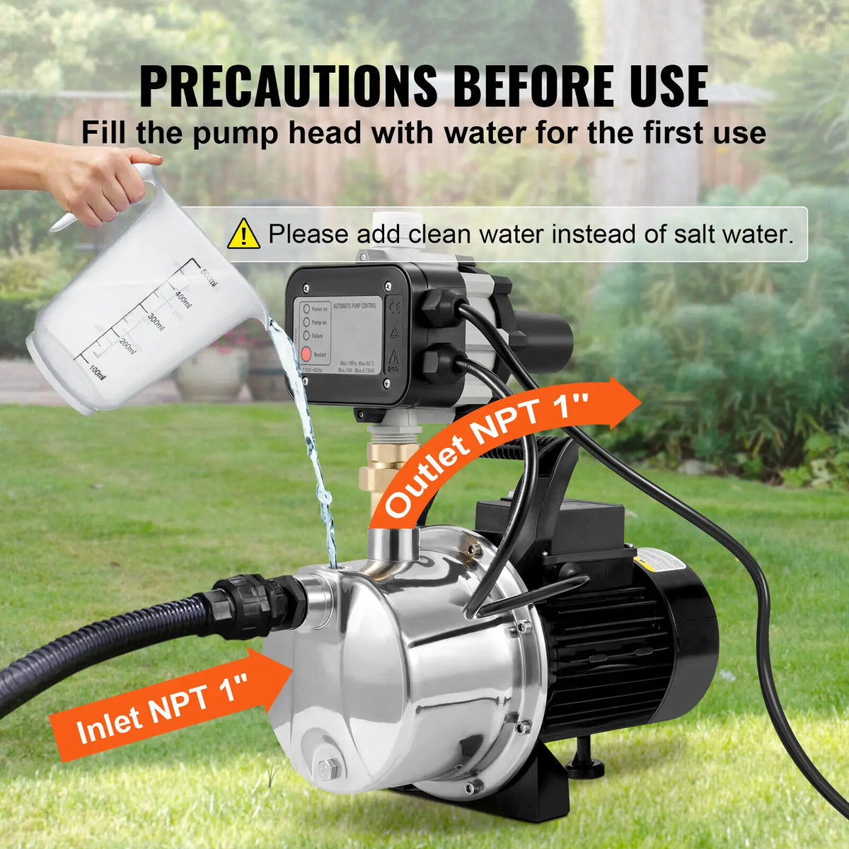 1HP Shallow Well Jet Pump – Auto Controller, 23 GPM Booster Shallow Well Jet Pump Vue