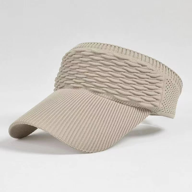 Summer Anti-UV Sun Hat Women Empty Top Hat Travel Beach Outdoor Sports Visor Cap Knitted Baseball Hat Vue Khaki