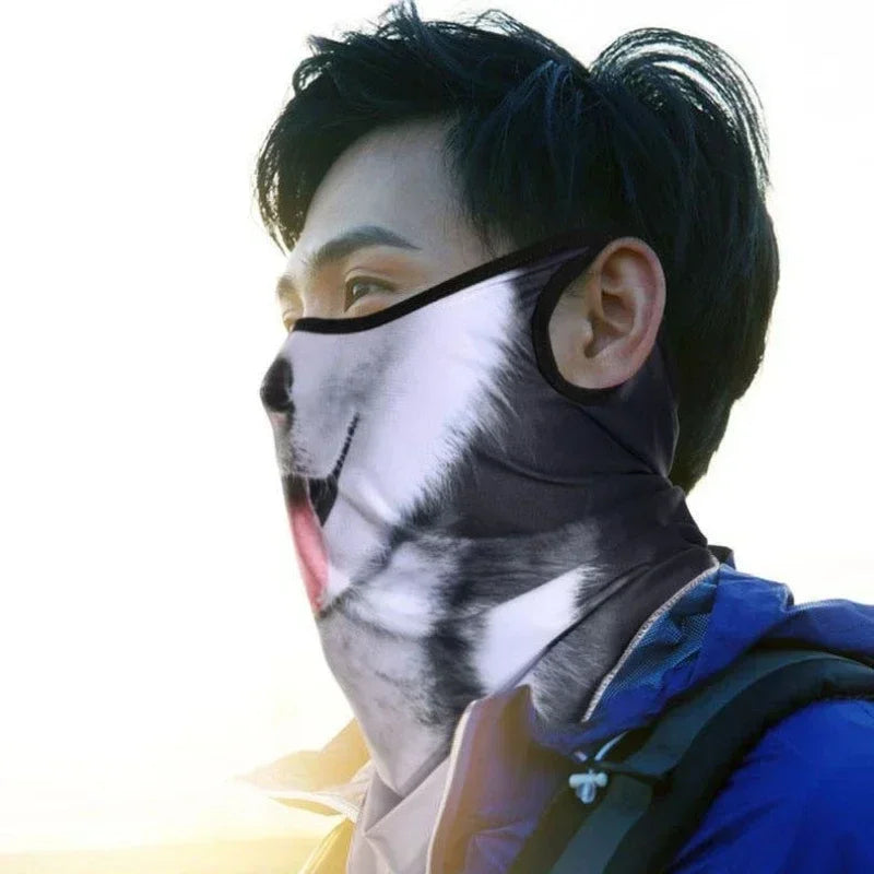 1-20PCS Summer Lce Silk Breathable Bandana Cycling Running Scarf Riding Hiking Sports 3D Animal Face Mask Scarf Neck Protection Vue