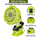 Portable Clip Fan Cordless Outdoor Camping Fan for Ryobi 18V Li-Ion Battery with USB Port for Camping,Workplace and Home Office Vue RYB-FC109
