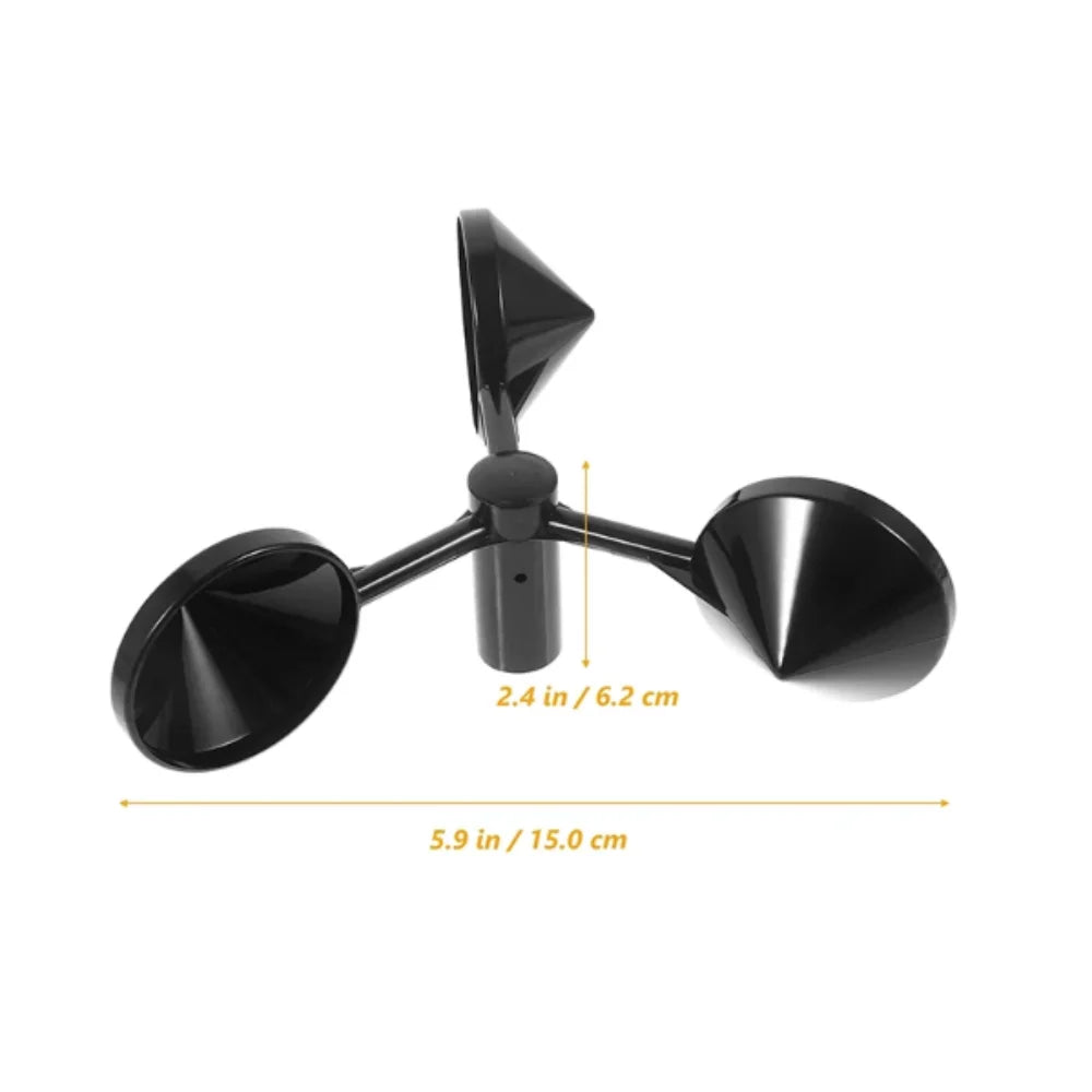 3-Cup Design Anemometer Housing Wind-Speed Monitoring Wind Direction Sensor Wind Part Shell 3-Cup Shell Weather Station Vue Black