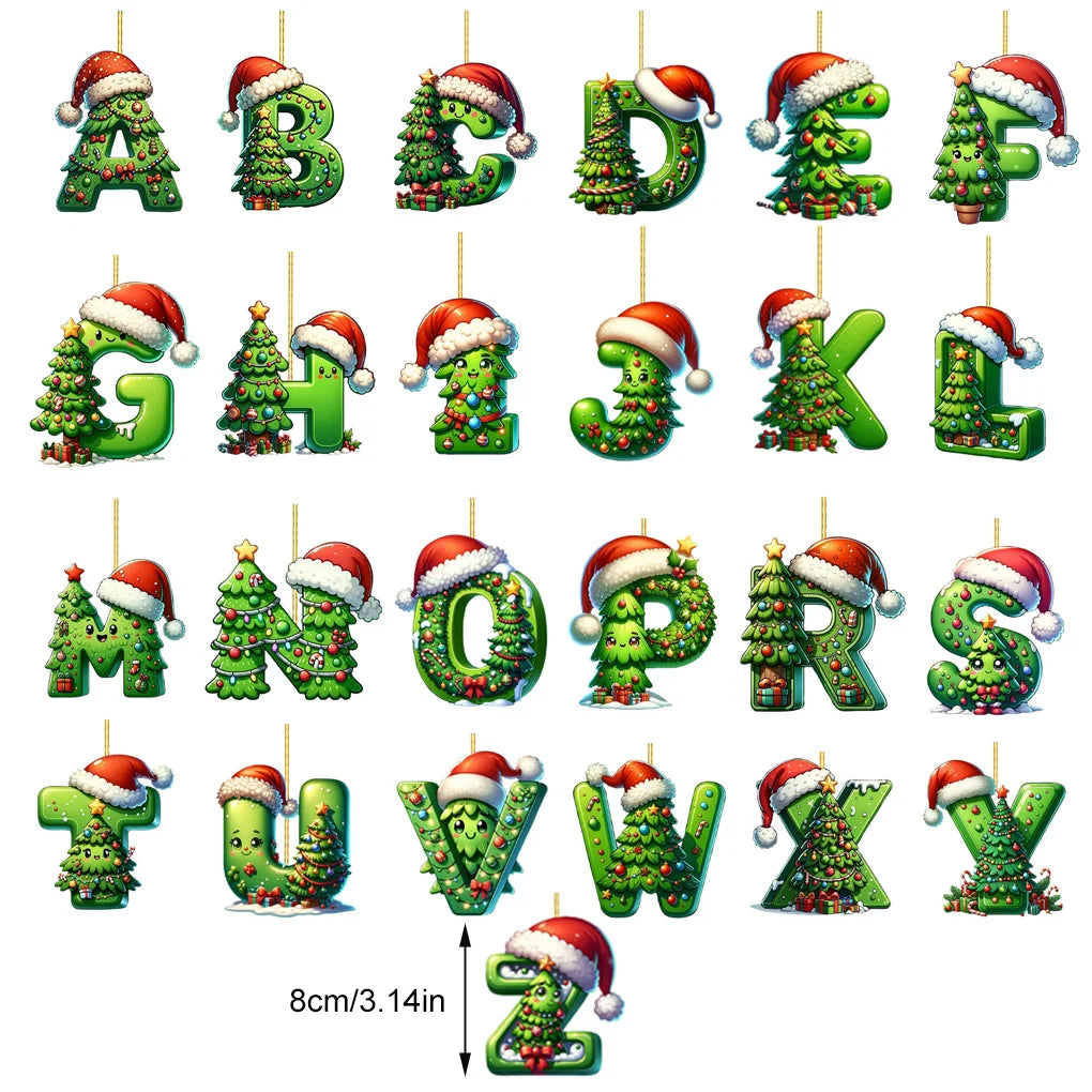 Acrylic Letter Christmas Ornaments – Full 26 Initial Tree Set Christmas Tree Ornament Vue 20pcs CN