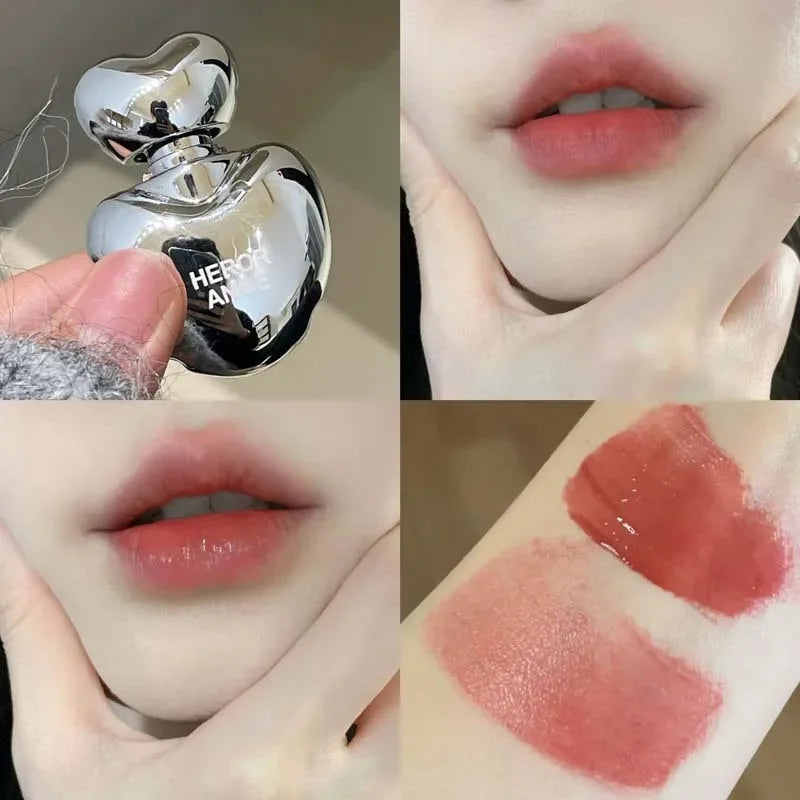 Silver Heart Lipstick Velvet Matte Blush Mud Clay Lip Gloss Lip & Face Liquid Lip Tint Cream Pigment Long Lasting Silky Cosmetic Vue 05