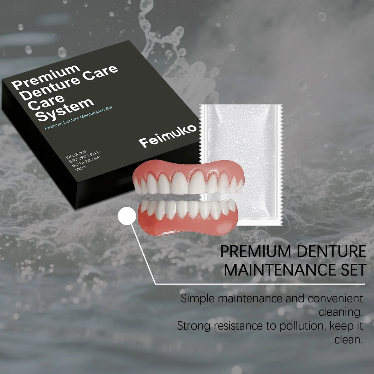 Cosmetic Denture Kit - Skin-Friendly & Comfortable, Easy-Wear Natural Fit, Instant Smile Aesthetic Improvement For Occasions Vue
