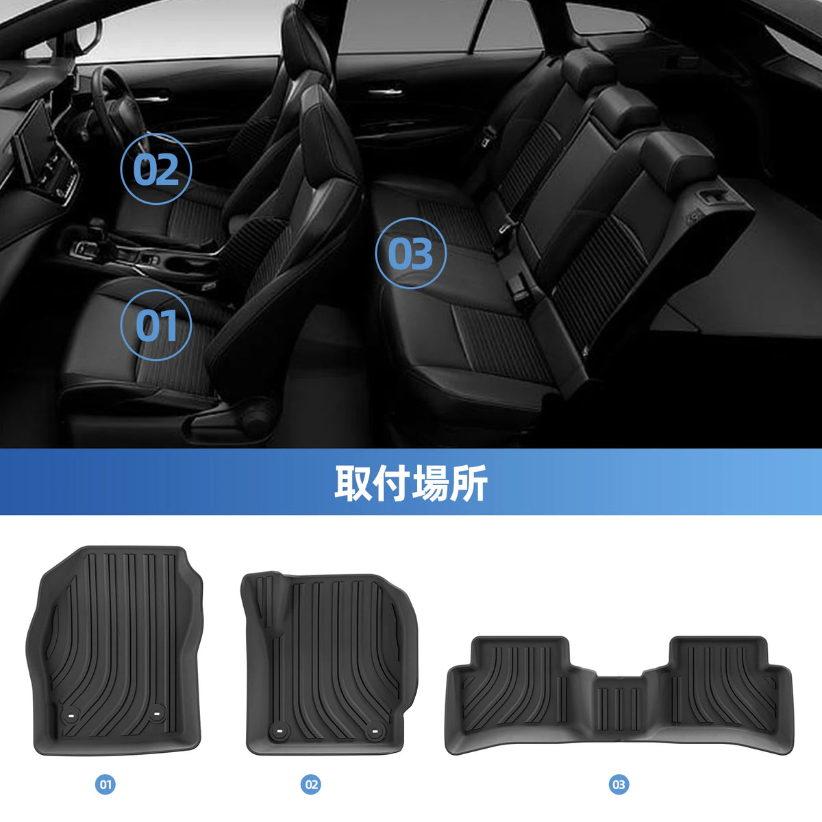 Smabee Right Drive for Toyota Corolla Sport/Hatchback 210 Series Fuel 2019-2025 Car Floor Mats TPE 3D All Weather Accessories Vue