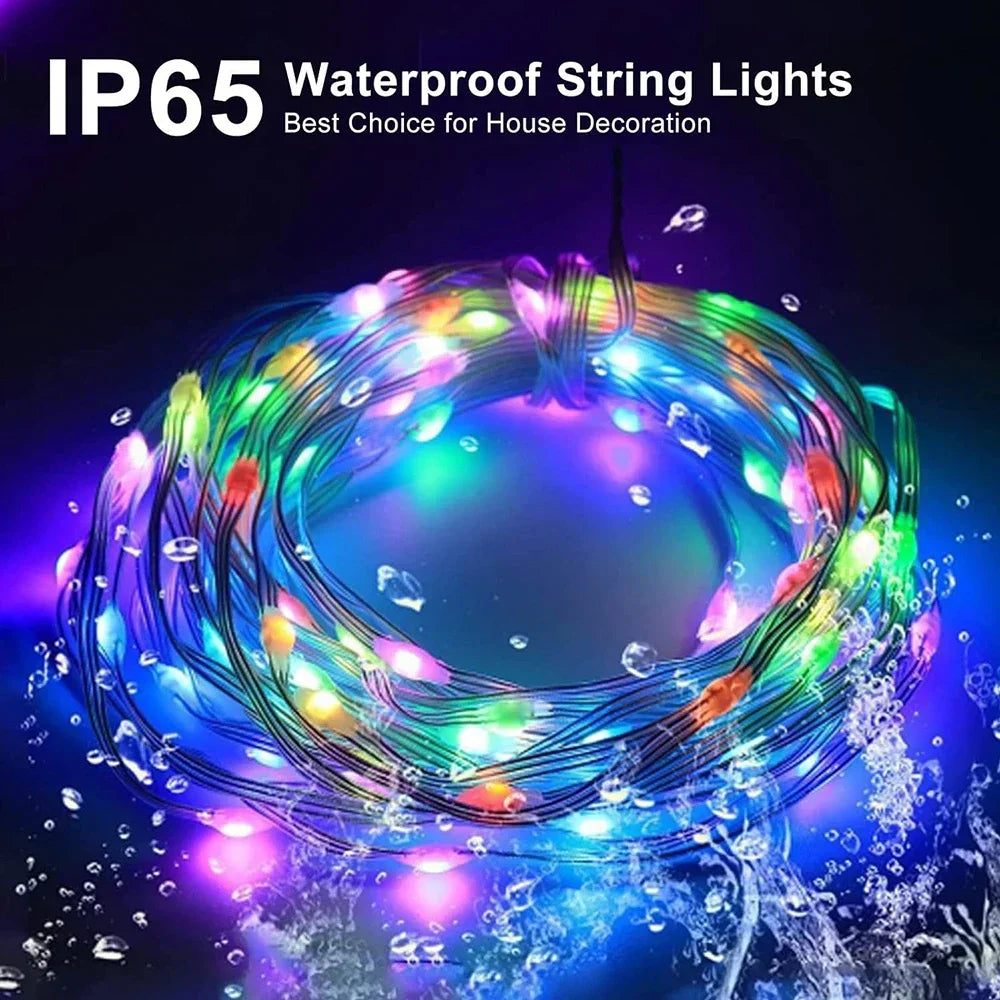 5M/10M/20M RGBIC LED Smart Fairy Lights Bluetooth APP Control String Light DIY for Christmas Party Wedding Home Decoration Vue