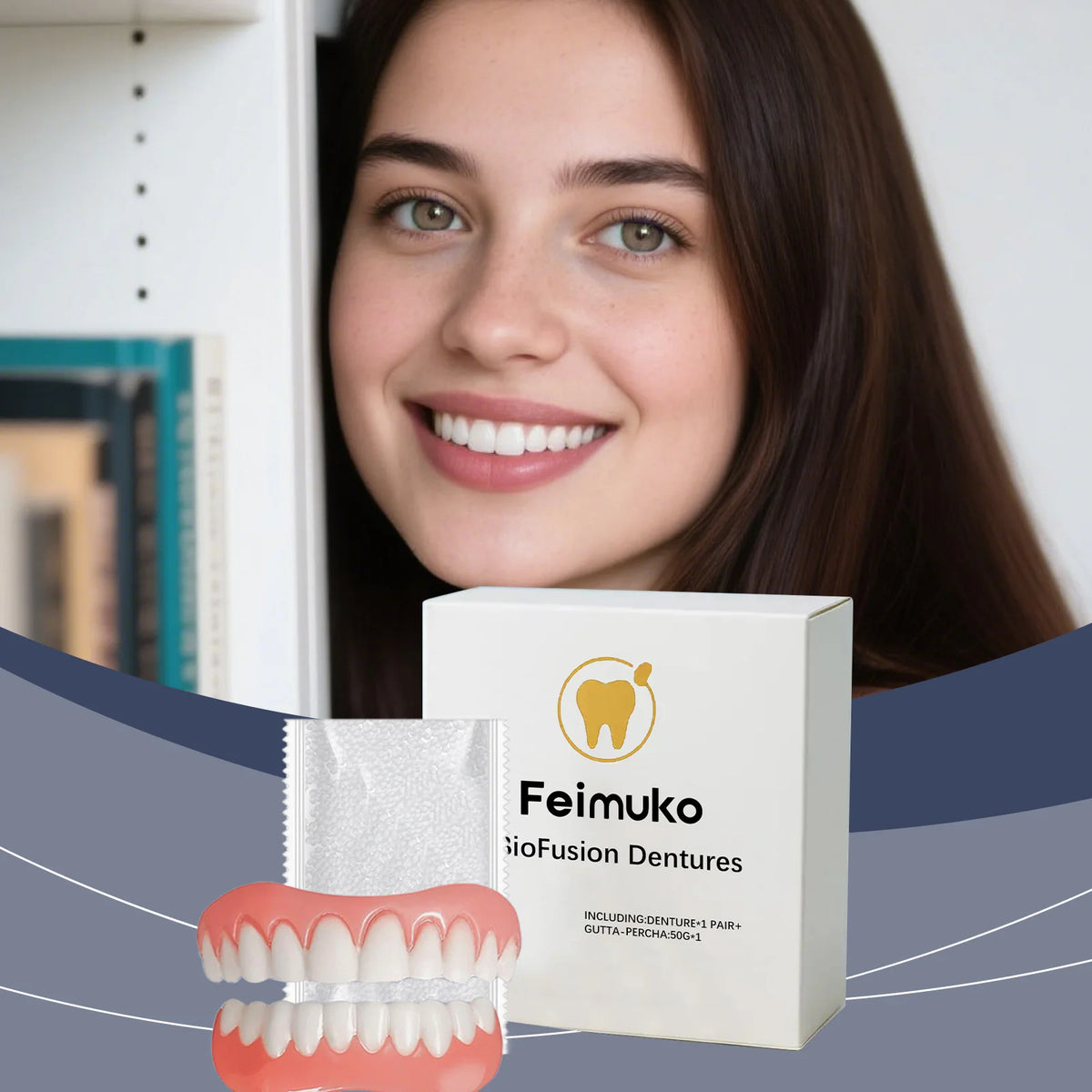 False Teeth Beauty Set, Comfortable Material Reusable Cosmetic Dentures, Enhance Smile & Oral Appearance Naturally Vue