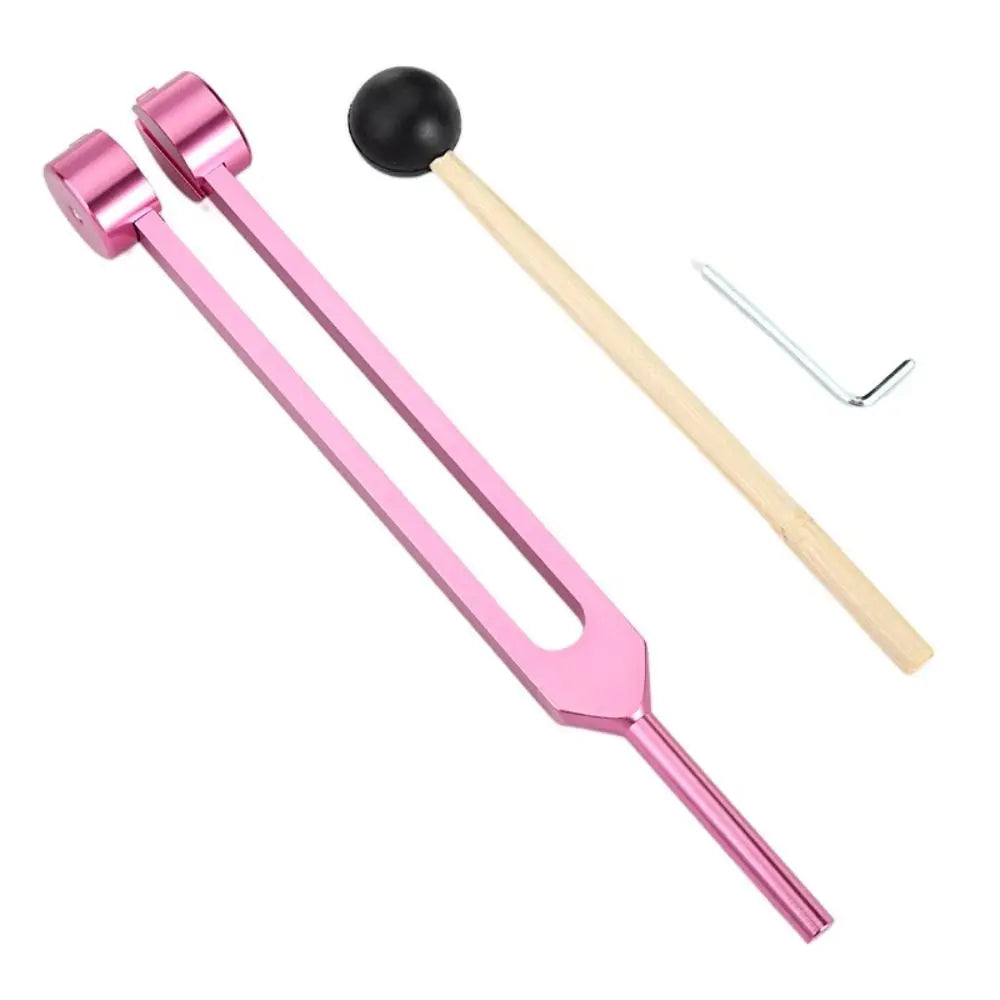 Healing Chakra 128 Hz Tuning Fork Set Aluminium Alloy Sound Therapy Bio-Acoustic Tuning Fork Colorful Adjustable Vue pink-pommel