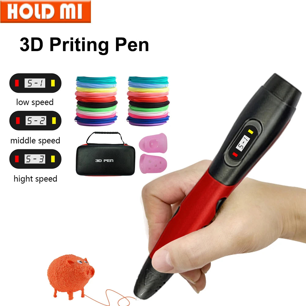 3D Pen Kids 3 Speed Adjustable 3D Printing Pen LCD Screen DIY Drawing Pens PLA Filament Children Toys Girls and Boys Gifts Vue
