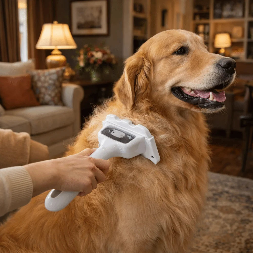 Multi-functional Pet Hair Remover Brush Detachable USB Rechargeable Pet Grooming Comb Self-cleaning Long-lasting Battery Life Vue