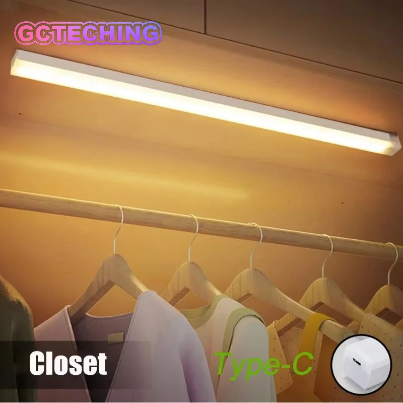 Motion Sensor LED Cabinet Light Type C Rechargeable Induction Night Light Wireless Portable Detector Lamp for Wardrobe Hallway Vue