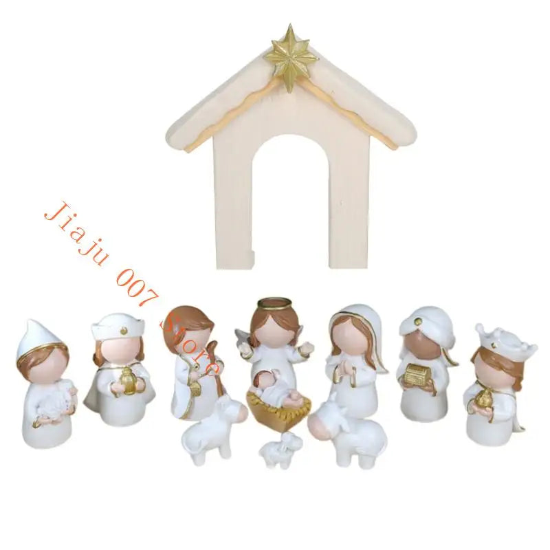 Christmas Nativity Scene Figurines Set – Holy Family Resin Statue Nativity Figurine Set Vue White China Mainland