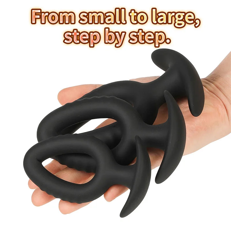3 Sizes Soft Silicone Back Progressive Training Plug External Prostate Massage Dilator Physical Training Tool for Adults Over 18 Vue