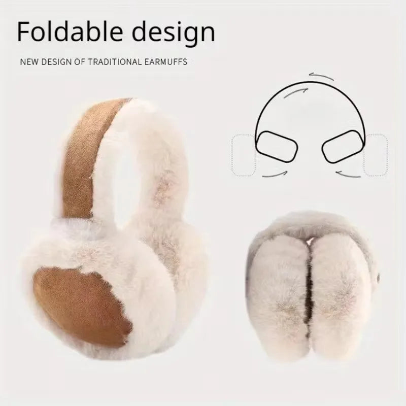 Plush Women Winter Earmuffs Foldable Soft Ear Warmers for Outdoor Activities Cold Weather Elegant Fashion Accessory Suitable Vue