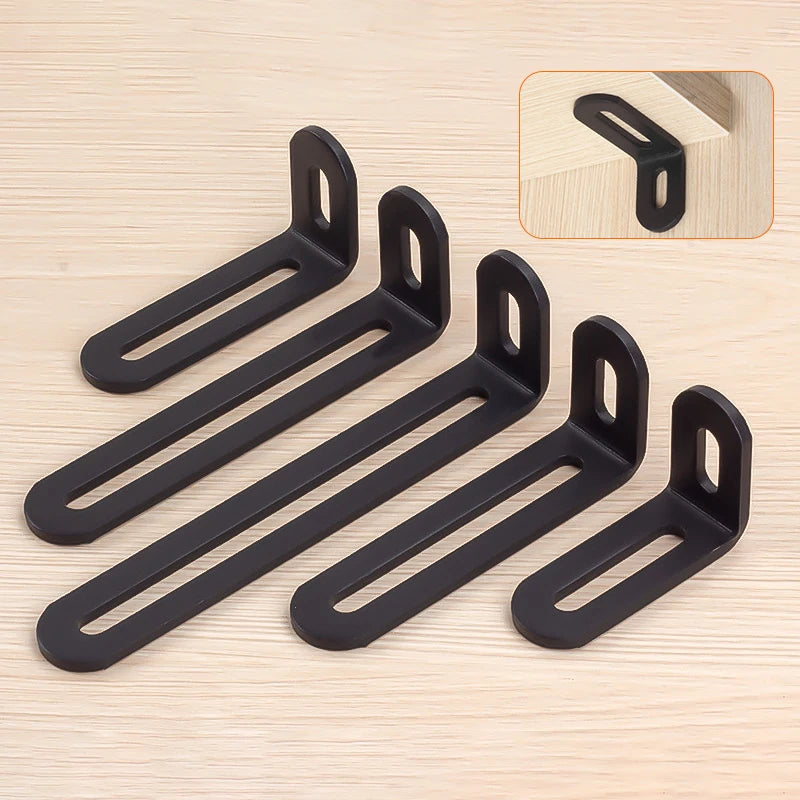 1PCS L-shaped Stainless Steel Adjustable Angle Code Long Hole Activity 90 ° Right Angle Furniture Fixer Shelf Bracket Connector Vue