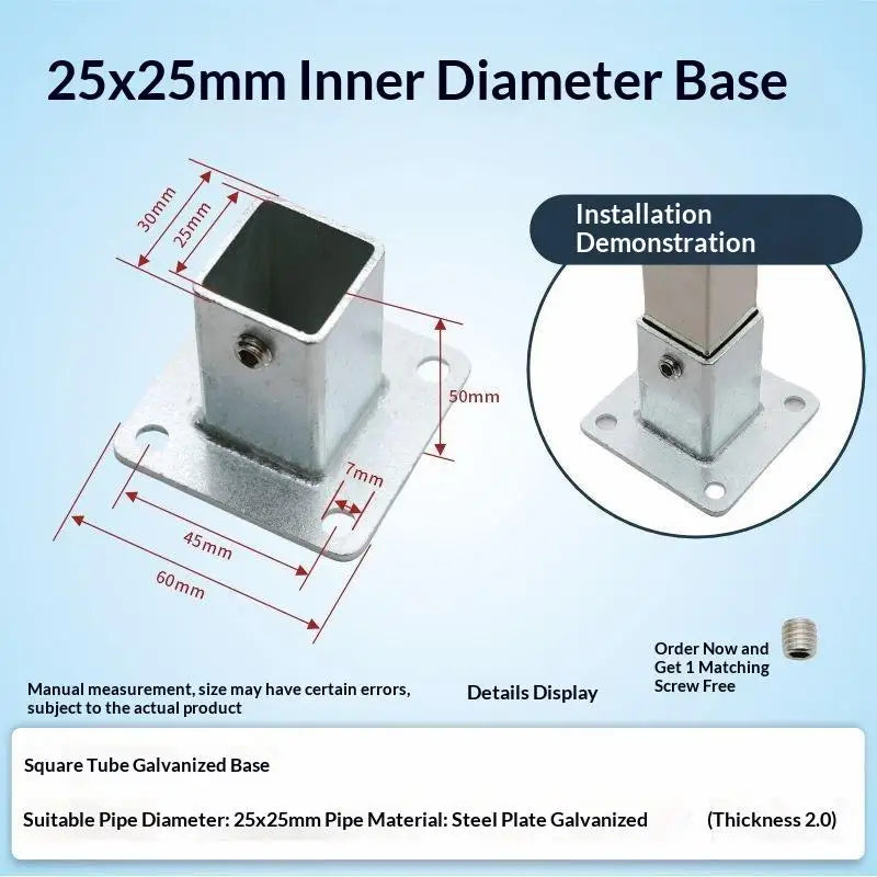 20x20/25x25mm Square Pipe Elbow Fixed Buckle Non Welding Joint Pipe Connector Fitting Bracket Vue A6