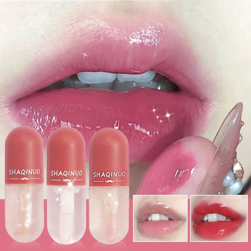 Mini Capsule Instant Volumising Lip Plumper Glitter Shine Lip Balm Long Lasting Moisturizer Lip Oil Temperature Change Lipgloss Vue