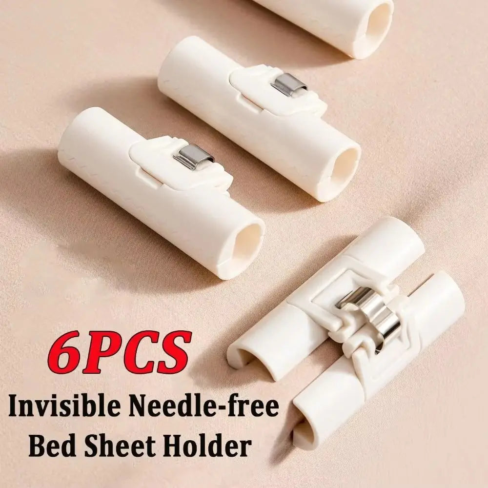 6 Pcs Non Slip Bed Sheet Clips Strong Grip Reusable Quilt Cover Fastener Non-marking Invisible Mattress Sheet Buckle Vue