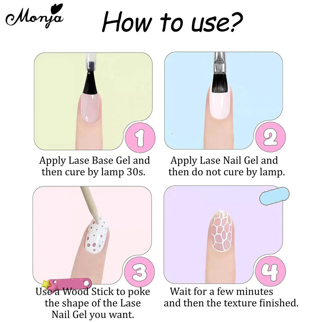 8 Colors Nail Poke Art Glue Lace Hole Bubble Wave Ocean White Black Colorful Nail Hollow Painting Gel Soak Off Varnish UV LED Vue