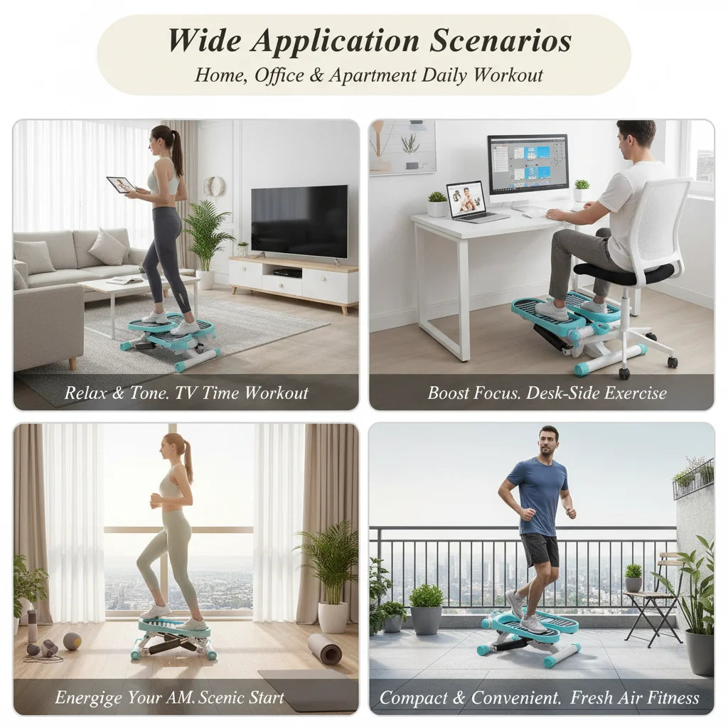 Mini Hydraulic Stepper with Resistance Bands & LED Monitor Mini Fitness Stepper Vue