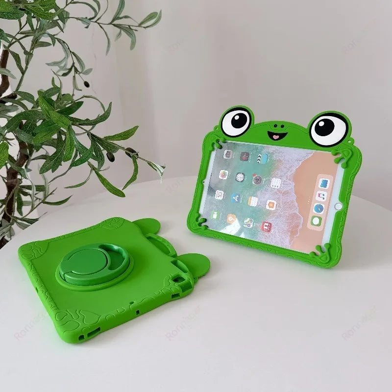 Kids 3D Frog Silicone iPad Case – 11" Multi-Gen Cover Tablet Case Vue