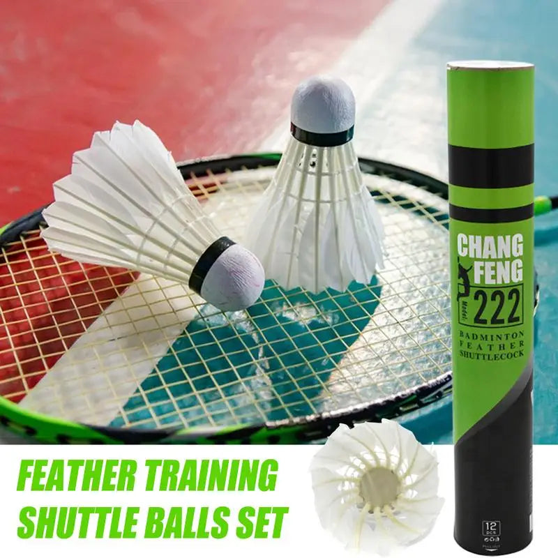 12Pc Badminton Shuttlecock Feather Badminton Ball Feather Training Shuttle Balls Set Professional Badminton Training Shuttlecock Vue