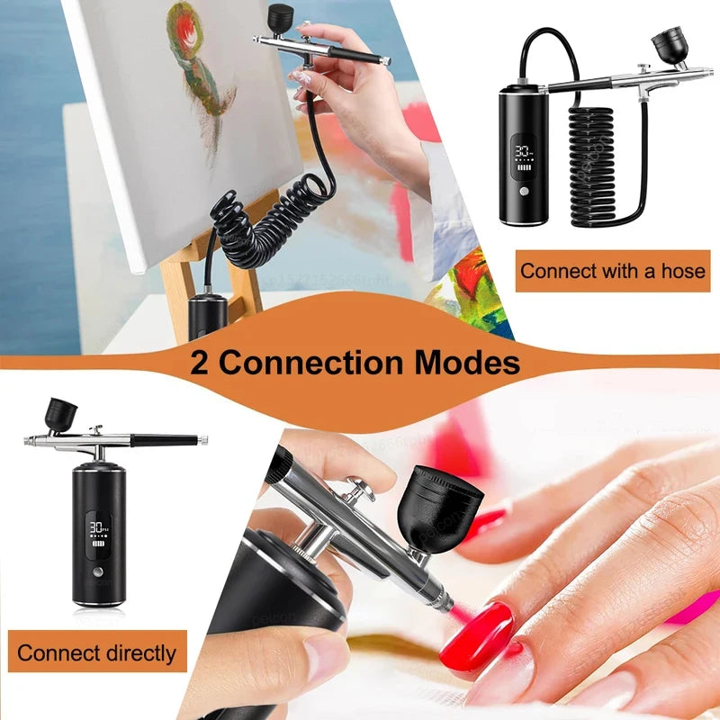 USB Rechargeable Airbrush Kit with Compressor – 0.3mm Spray Gun Airbrush Compressor Kit Vue