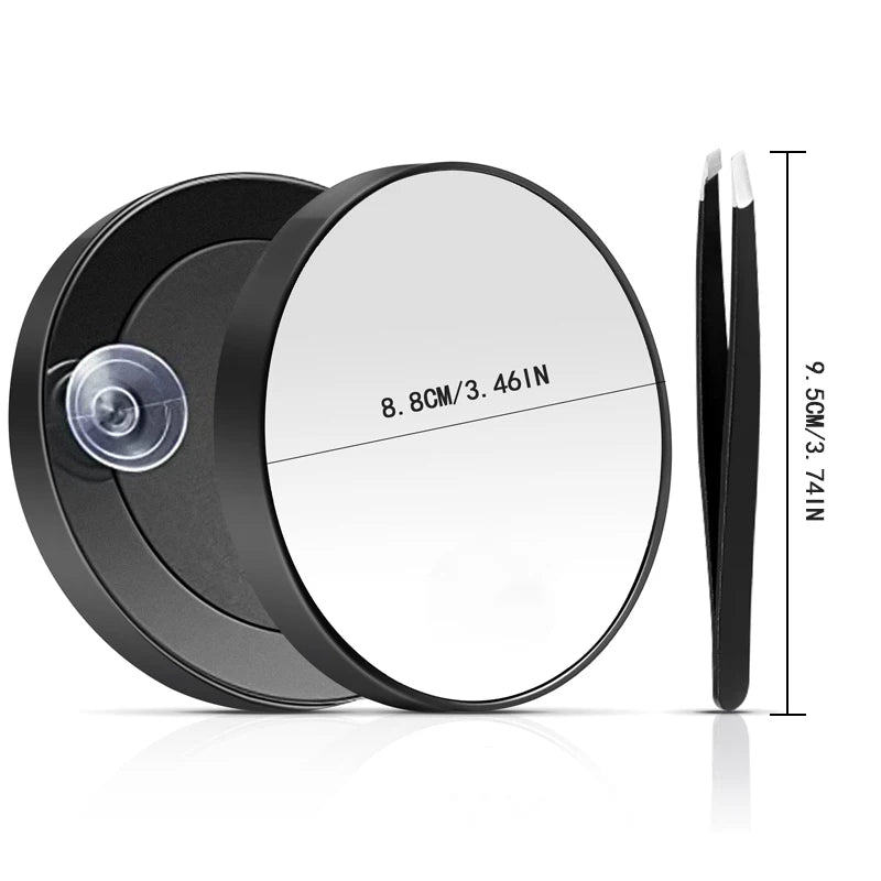 30X Magnifying Mirror, Small Magnifying Mirror with Suction Cup and Tweezers, As a Travel Mganifying Mirror, Compact Mirror Set Vue