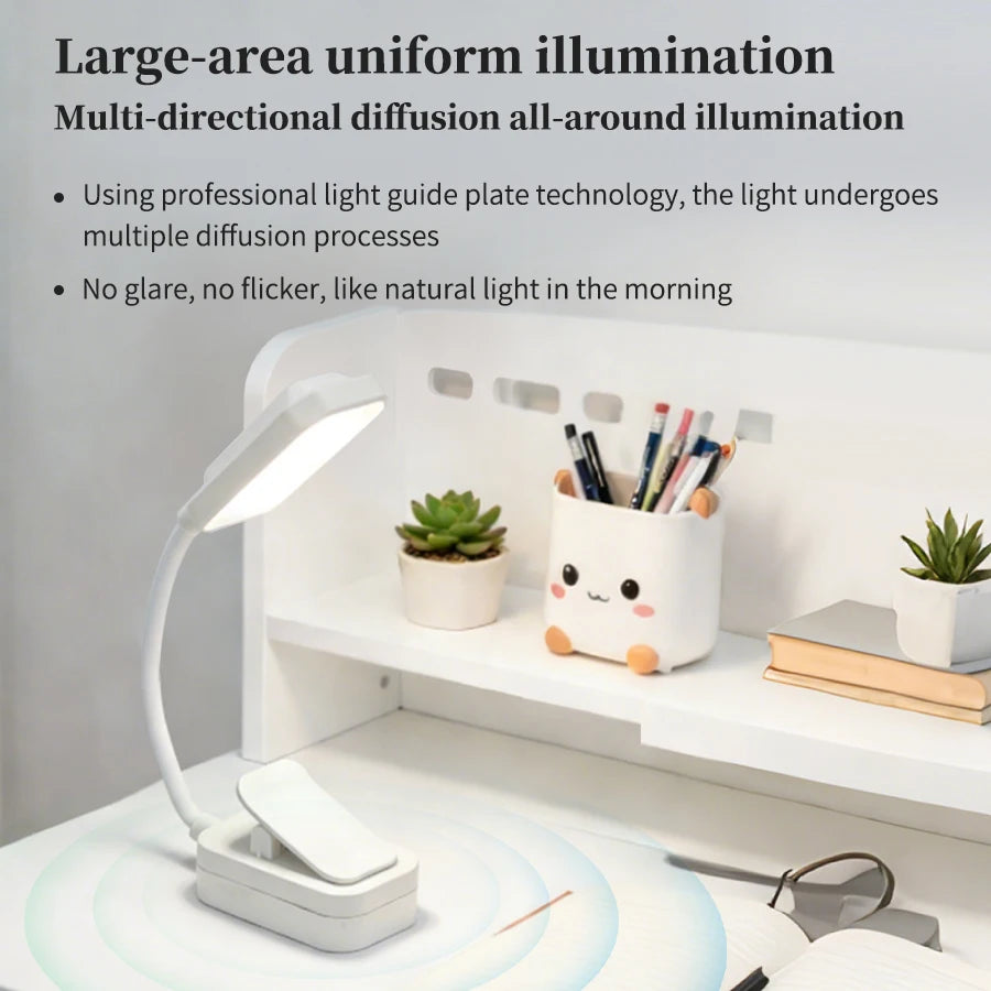 3 Color LED Night Light Rechargeable Book Reading Light Lamp for Reading in Bed Eye Caring Adjustable Brightness Temperatures Vue