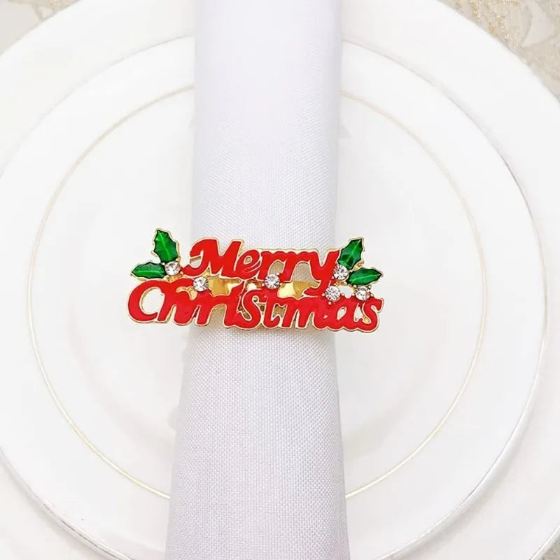 Holiday Christmas Thanksgiving Napkin Ring Holder Decorative Napkin Holder for Family Table Dinner Holiday Table Setting Vue