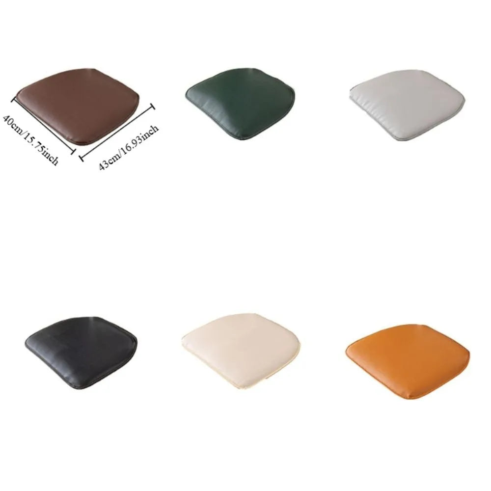 Waterproof D-Shape PU Leather Seat Cushion Dirt-resistant Thickened Table Chair Mat Non-slip Solid Color Dining Chair Cushion Vue