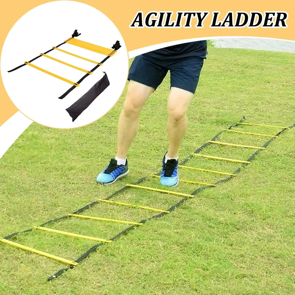 5m 10 sections Agility Ladder Quick Ladder for Training Storage Bag Included Instant Set-up Exerciser for Sports Tennis Soccer Vue