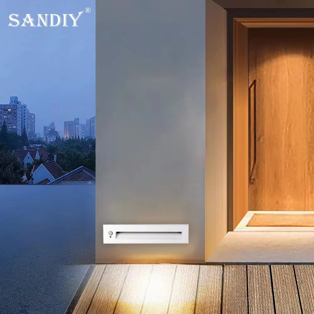 SANDIY Recessed LED Stair Light Motion Sensor IP65 Wall Sconce Recessed Step Light Vue