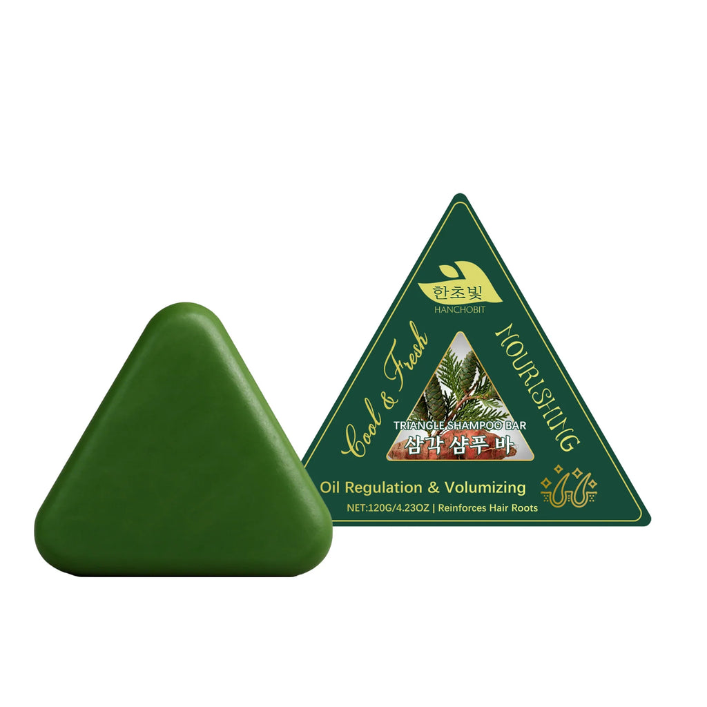 Triangle Herbal Nourishing Shampoo Bar Clean Scalp Reduce Loss Strengthen Hair Control Water-oil Balance Repair Damaged Vue 120g