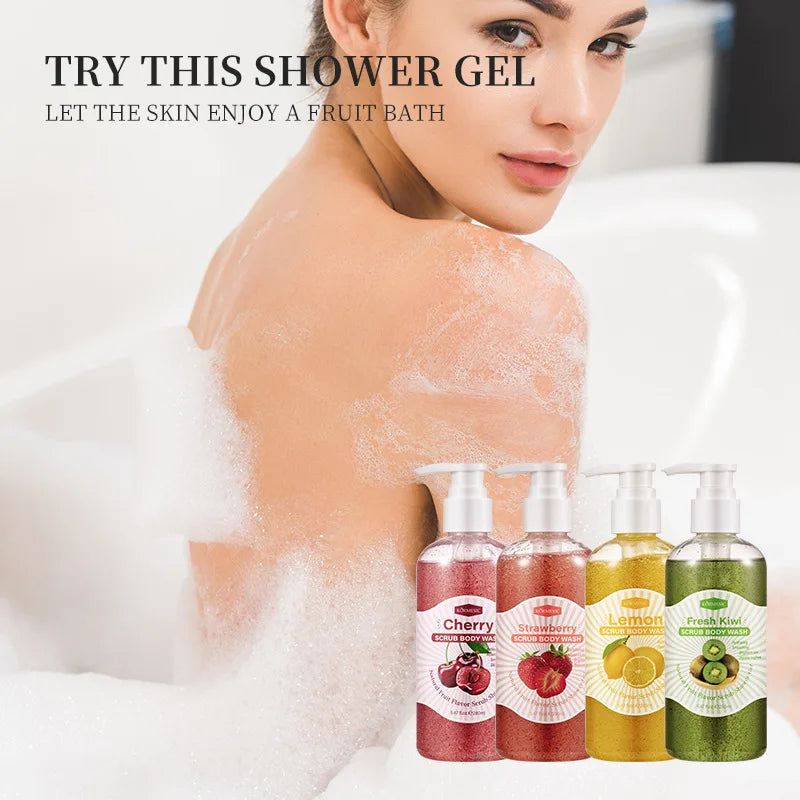 280ml Deep Exfoliating, Cleansing, and Moisturizing Skin Scrub Shower Gel, Deeply Cleanses the Body and Gently Removes Dead Skin Cells Vue