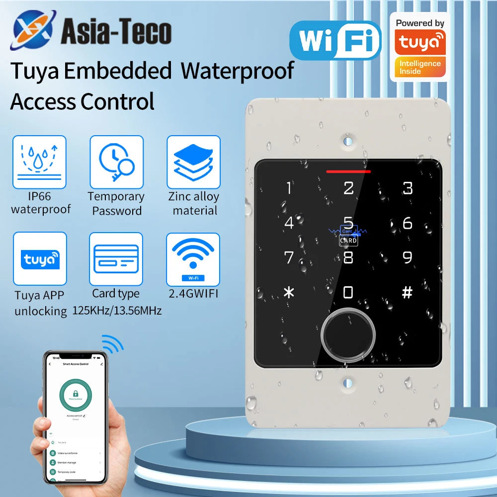 Waterproof Metal Intelligent Access Control Keyboard RFID Controller Embedded Biometric Access Control Support Tuya App Vue
