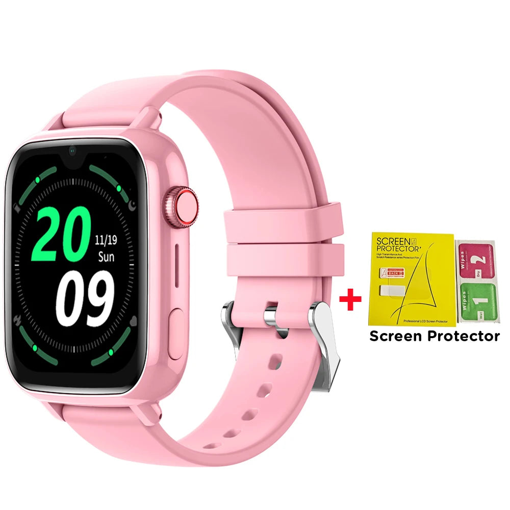 4G Smart Watch Kids GPS WIFI Video Call SOS APP Download Child Smartwatch Camera Monitor Tracker Location Phone Watch Vue pink