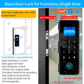 IP54 Waterproof Bluetooth Fingerprint Electronic Glass Door Lock Supports Remote Control and Tuya App Smart Door Lock Vue KB180SJ-1-frameless